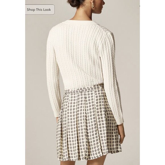 J. Crew Pleated Prep Mini Skirt in Foulard Print Ivory & Cream Sz 10 Preppy NWT - Picture 2 of 13